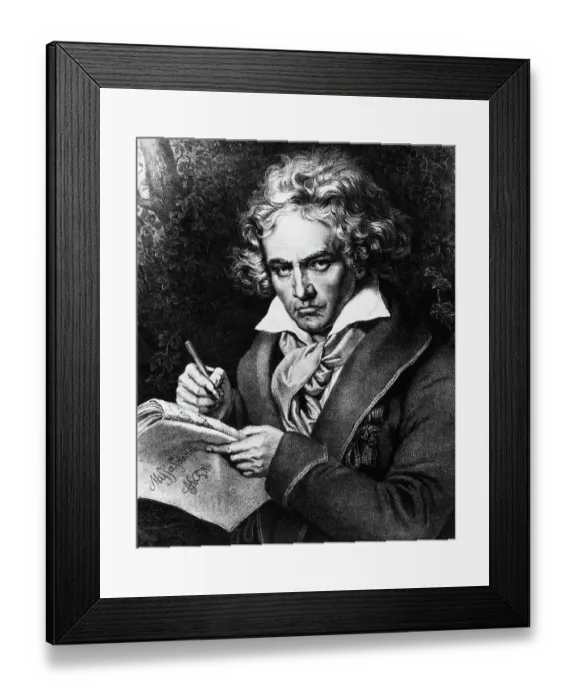 Framed Print : Ludwig Van Beethoven Composing / Lithograp Framed Print : Ludwig Van Beethoven Composing / Lithograp