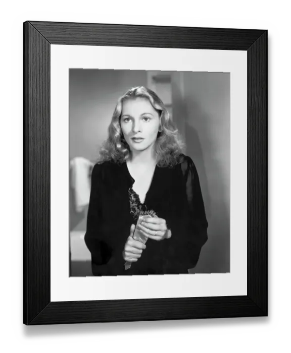 Framed Print : Joan Fontaine Holding Hair Brush Framed Print : Joan Fontaine Holding Hair Brush