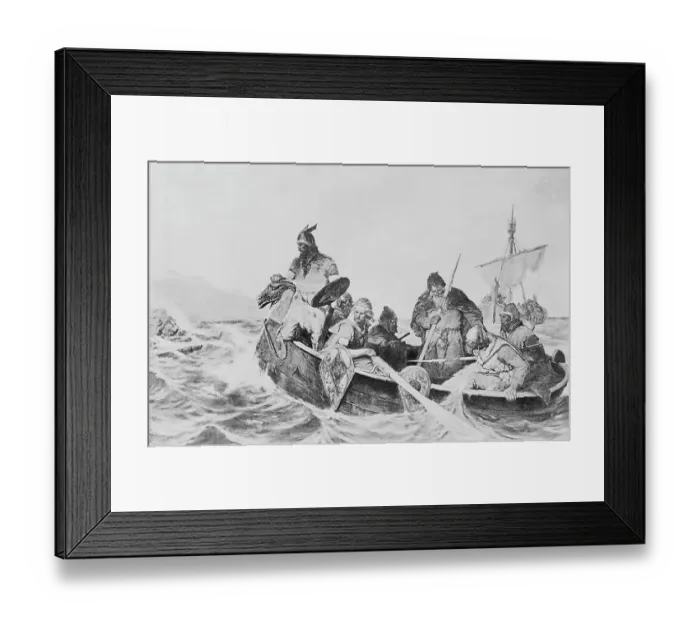 Framed Print : Leif Erickson in Watercraft with Others Framed Print : Leif Erickson in Watercraft with Others