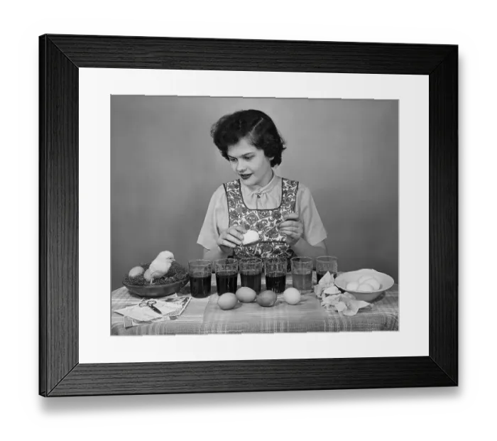 Framed Print : Girl Coloring Easter Eggs Framed Print : Girl Coloring Easter Eggs