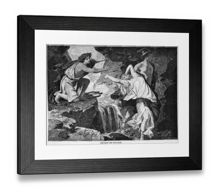 Framed Print : Engraving of Orpheus Reaching for Eurydice Framed Print : Engraving of Orpheus Reaching for Eurydice