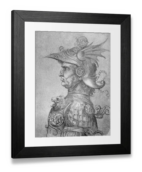 Framed Print : Profile of Warrior in Helmet by Leonardo da Vinci Framed Print : Profile of Warrior in Helmet by Leonardo da Vinci