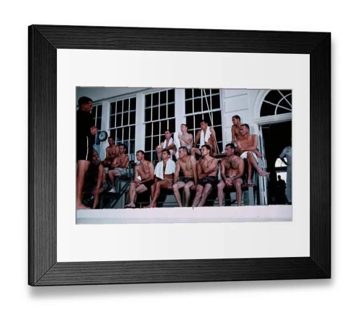 Framed Print : Astronauts Training at Poolside Framed Print : Astronauts Training at Poolside