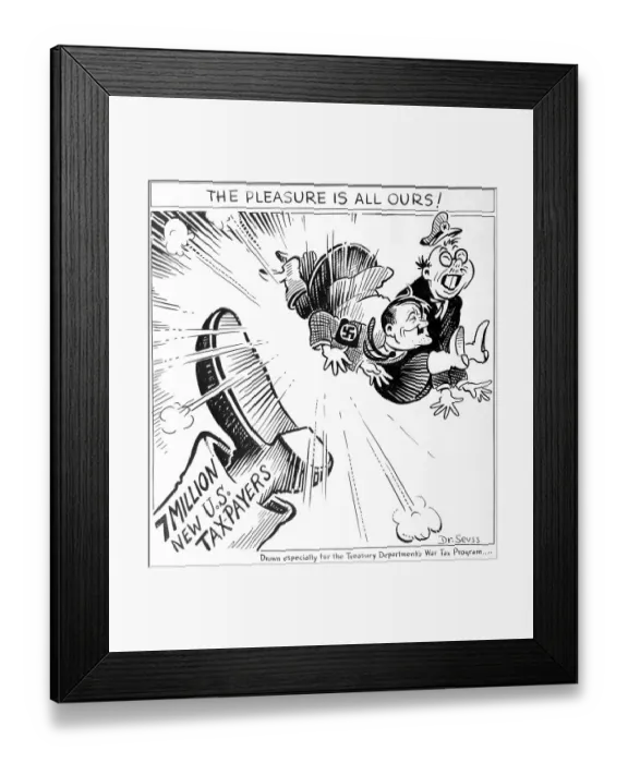Framed Print : War Tax Cartoon Drawing by Dr Seuss Framed Print : War Tax Cartoon Drawing by Dr Seuss