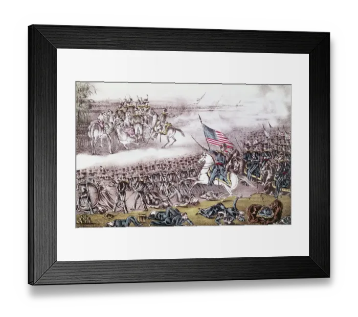 Framed Print : Hand-Tinted Lithograph of the Battle of Buena Vista Framed Print : Hand-Tinted Lithograph of the Battle of Buena Vista