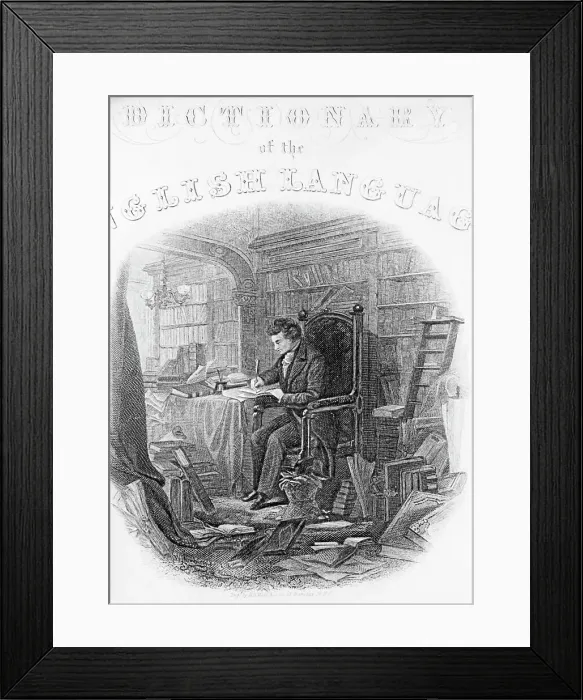 Framed Print : Noah Webster Working In His Library