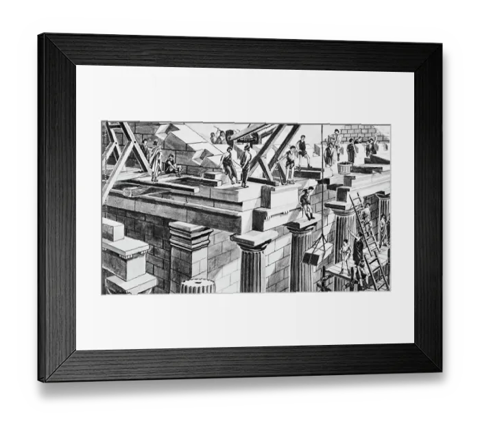 Framed Print : Construction Of Temple In Ancient Greece Framed Print : Construction Of Temple In Ancient Greece