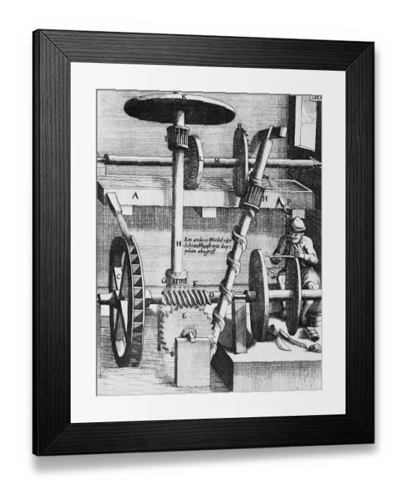 Framed Print : Perpetual Motion Machine Schematic