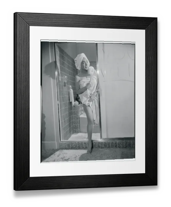 Framed Print : Joan Crawford Stepping Out of the Shower Framed Print : Joan Crawford Stepping Out of the Shower