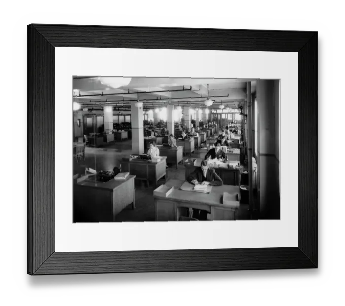 Framed Print : Large Office Interior W / People Working Framed Print : Large Office Interior W / People Working