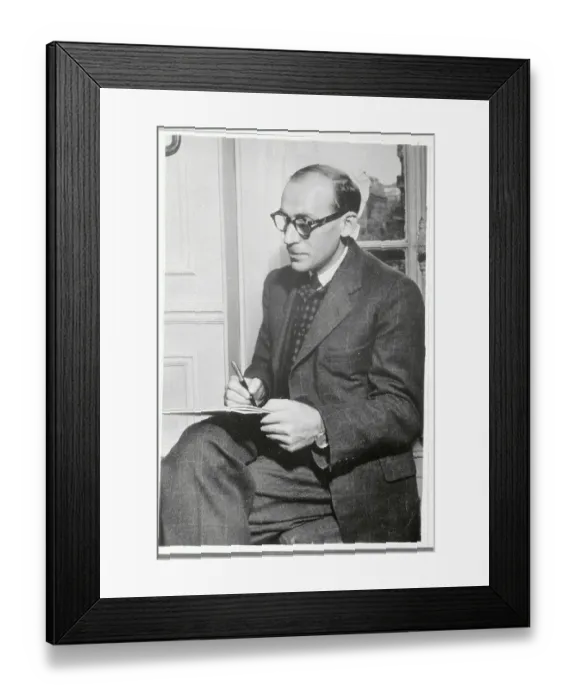 Framed Print : Cartoonist Saul Steinberg Writing