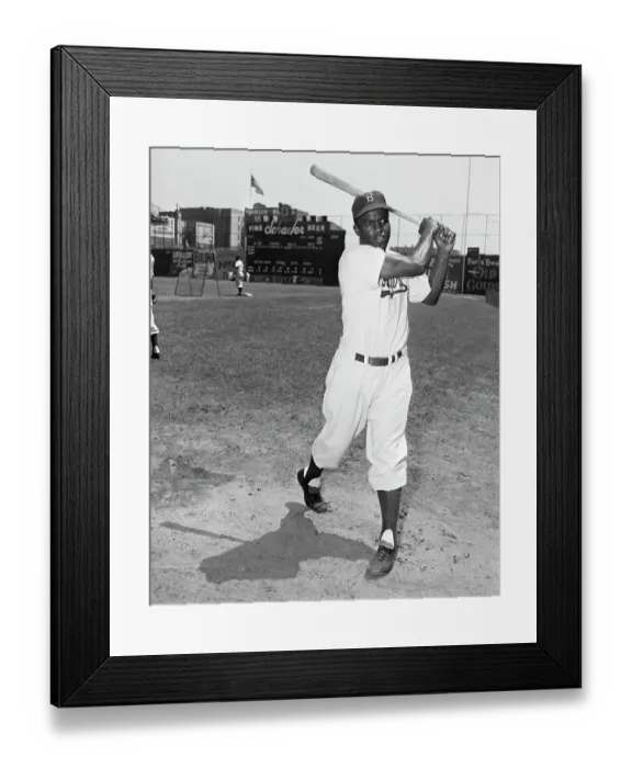 Framed Print : Jackie Robinson Swinging Bat