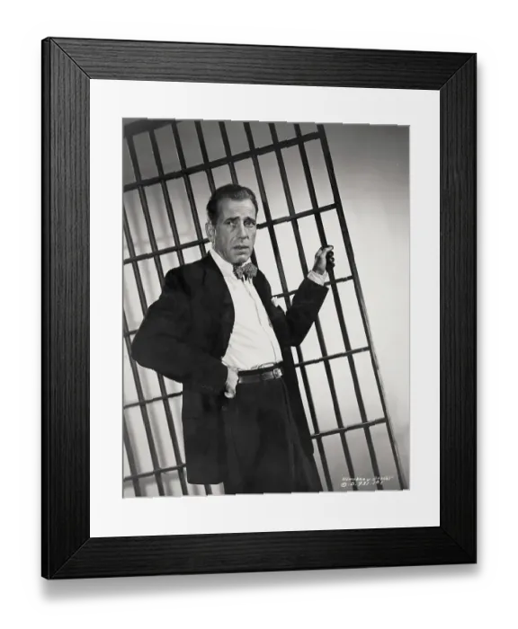 Framed Print : Humphrey Bogart with Jail Bars