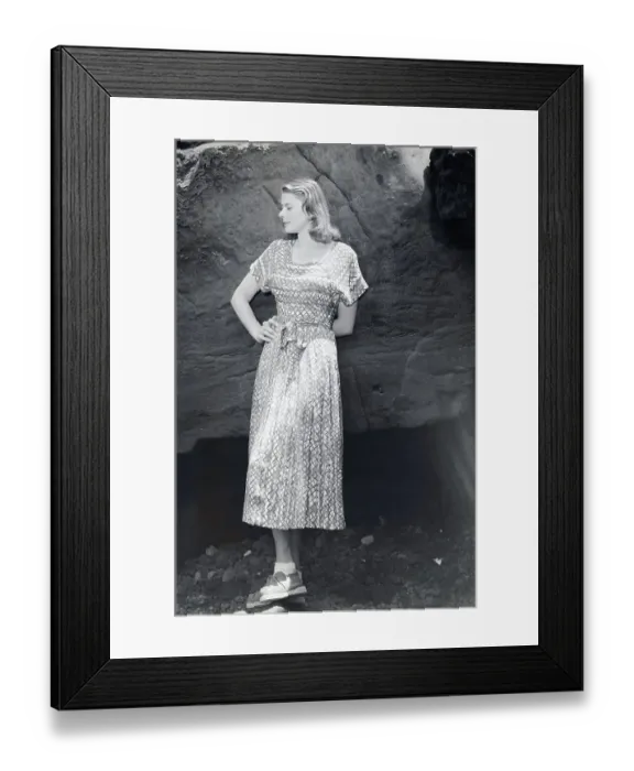Framed Print : Ingrid Bergman Leaning Against Rock Framed Print : Ingrid Bergman Leaning Against Rock