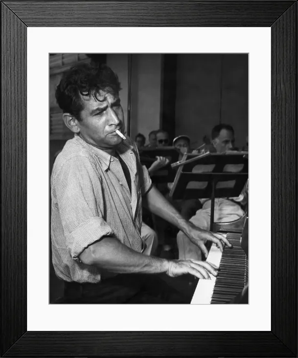 Framed Print : Leonard Bernstein Smoking at Piano Framed Print : Leonard Bernstein Smoking at Piano