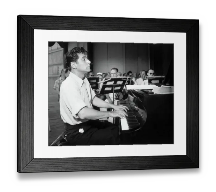 Framed Print : Leonard Bernstein Playing Piano