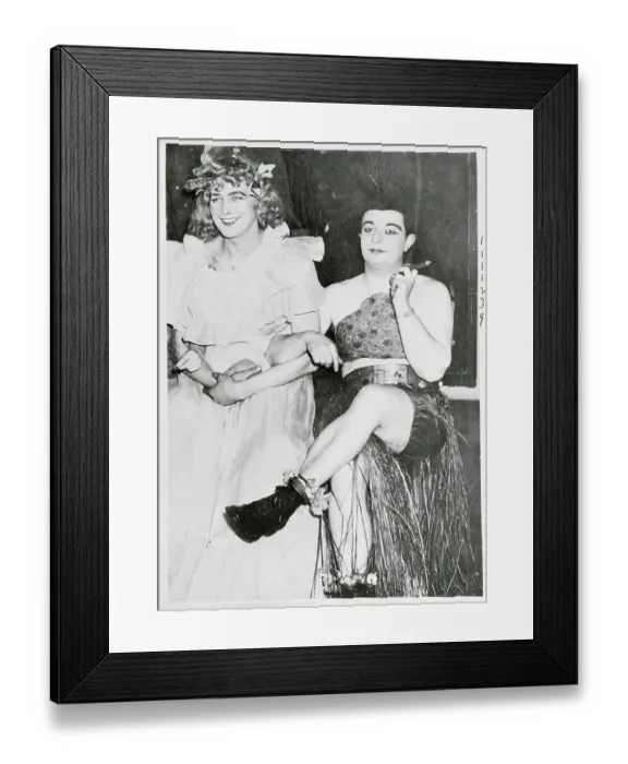Framed Print : Delbert E. Hill Wearing Female Clothing with Accomplice Framed Print : Delbert E. Hill Wearing Female Clothing with Accomplice