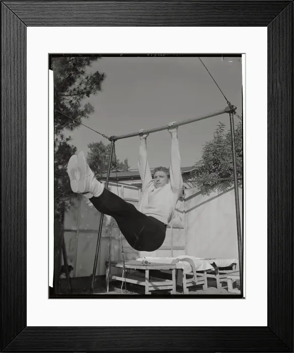 Framed Print : Burt Lancaster Swinging on Bar Framed Print : Burt Lancaster Swinging on Bar