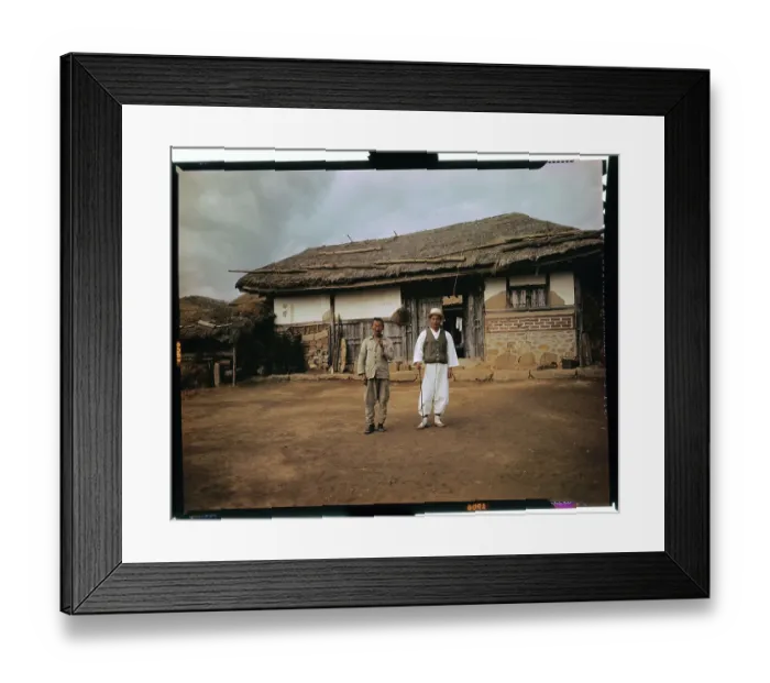 Framed Print : Portrait of Korean Farmer and His Son