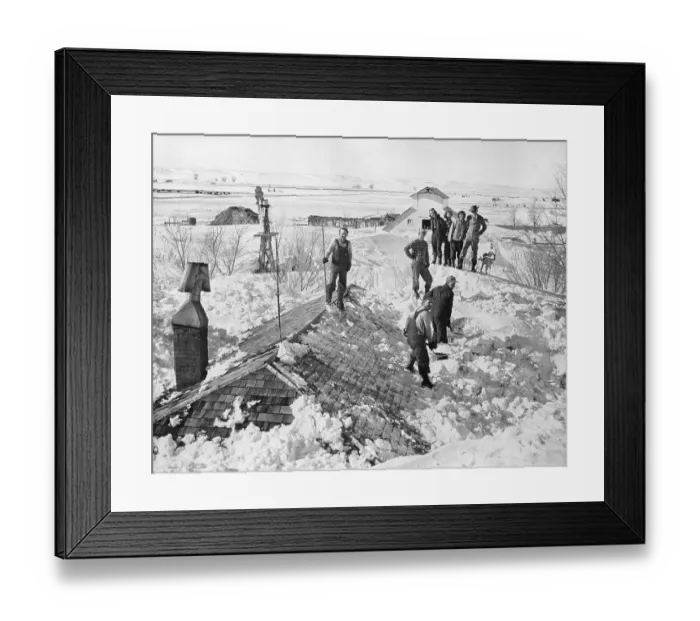 Framed Print : Cleaning Snow off of Buried House Framed Print : Cleaning Snow off of Buried House
