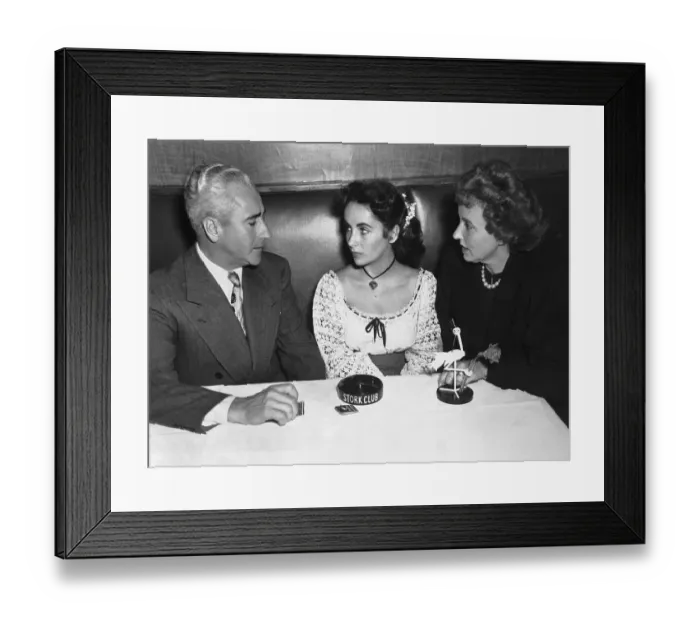 Framed Print : Liz Taylor and Parents at the Stork Club Framed Print : Liz Taylor and Parents at the Stork Club