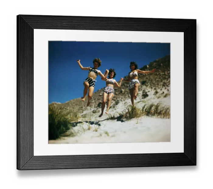 Framed Print : Girls Running on Beach Framed Print : Girls Running on Beach