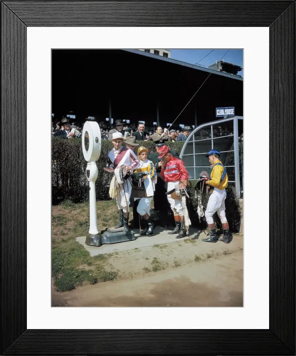 Framed Print : Horse Racing Jockeys Being Weighed