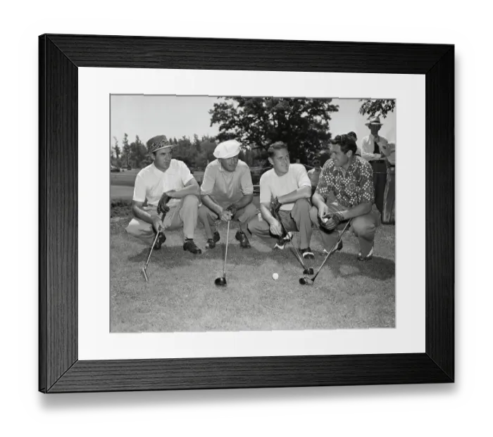 Framed Print : Golfers Posing with Their Golf Clubs Framed Print : Golfers Posing with Their Golf Clubs