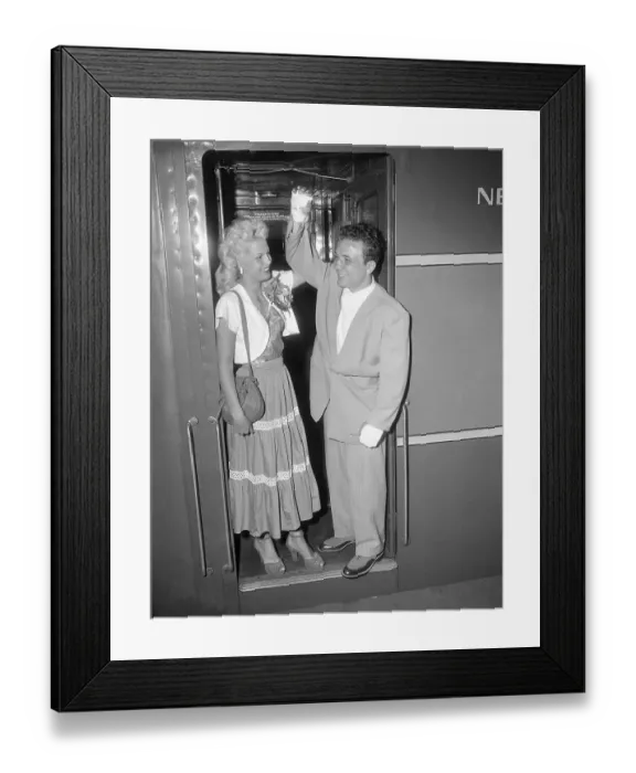 Framed Print : Jake and Vicki Lamotta Standing in Train Door