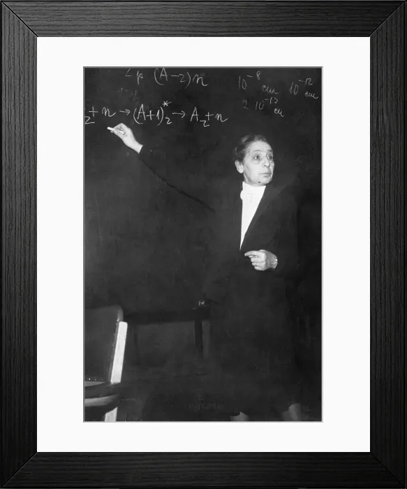Framed Print : Doctor Lise Meitner Standing at Chalkboard Framed Print : Doctor Lise Meitner Standing at Chalkboard