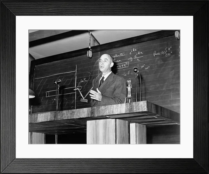 Framed Print : Enrico Fermi At Lecture In 1949 Framed Print : Enrico Fermi At Lecture In 1949