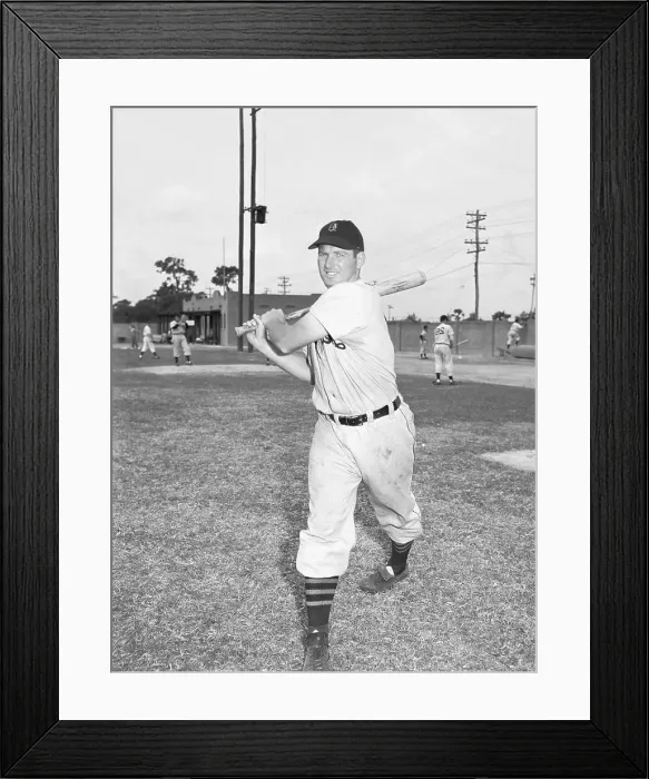 Framed Print : Tigers Teammate George Kell Practicing His Bat Swing