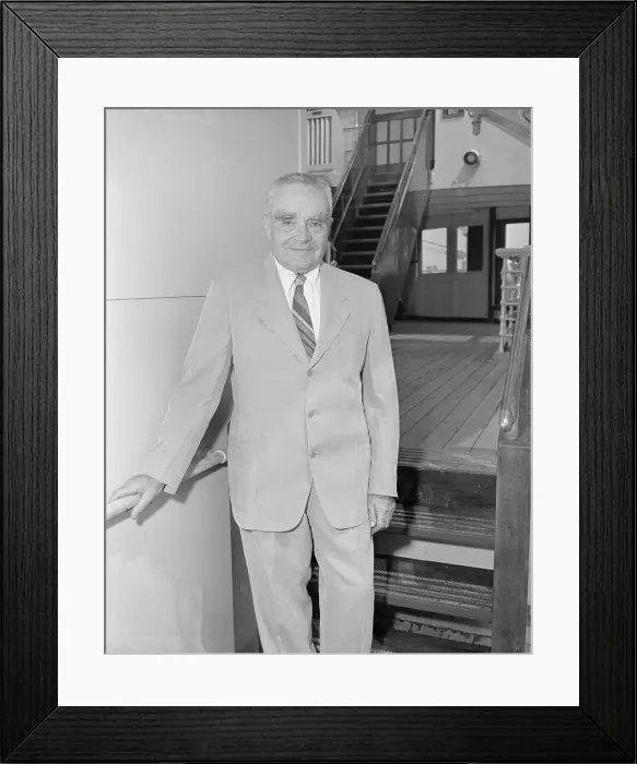 Framed Print : Judge Learned Hand Standing at Base of Liner Staircase Framed Print : Judge Learned Hand Standing at Base of Liner Staircase