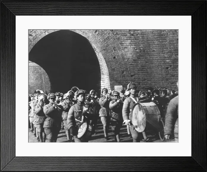 Framed Print : Army Band Marches Past Entrance Playing Framed Print : Army Band Marches Past Entrance Playing