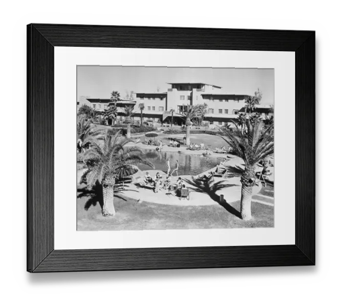 Framed Print : Hotel Flamingo Patio and Swimming Pool Framed Print : Hotel Flamingo Patio and Swimming Pool
