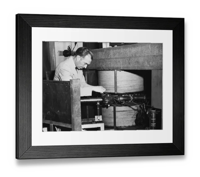 Framed Print : Physicist with Cyclotron