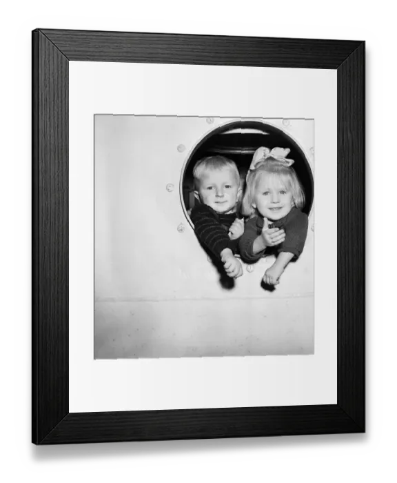 Framed Print : Polish Immigrant Children at Porthole Framed Print : Polish Immigrant Children at Porthole