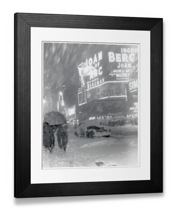 Framed Print : People Walking on City Street During Snowstorm Framed Print : People Walking on City Street During Snowstorm