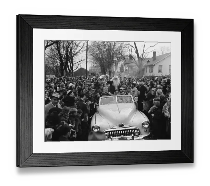 Framed Print : Santa Claus in Convertible in Parade Framed Print : Santa Claus in Convertible in Parade