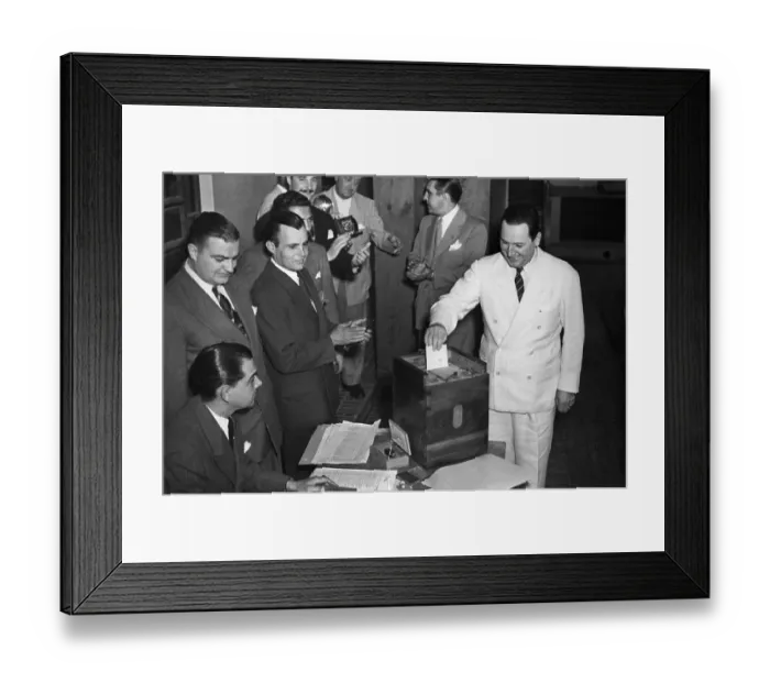 Framed Print : Juan Peron Voting In Argentina Framed Print : Juan Peron Voting In Argentina