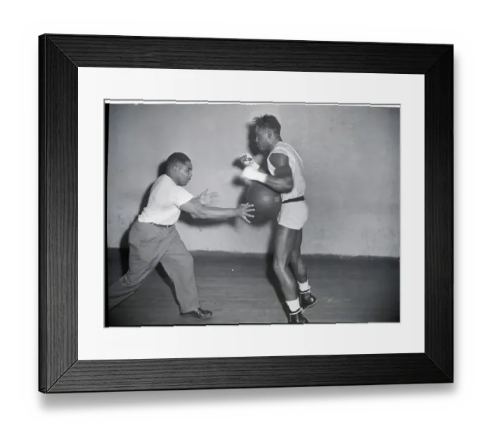 Framed Print : Ezzard Charles and Trainer with Medicine Ball Framed Print : Ezzard Charles and Trainer with Medicine Ball