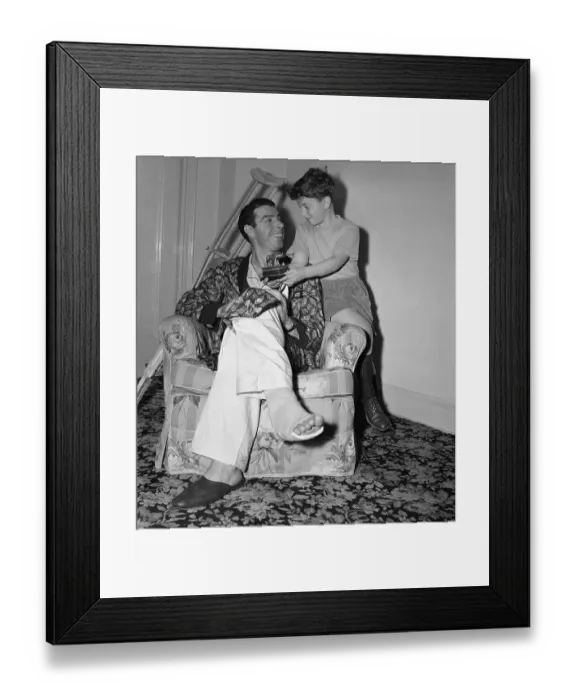 Framed Print : Portrait of Joe DiMaggio with Son