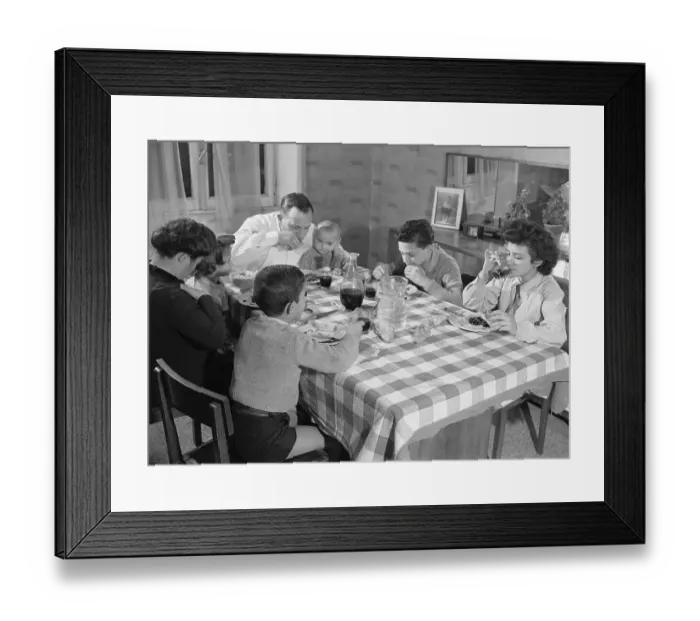 Framed Print : Italian Family Eating Dinner