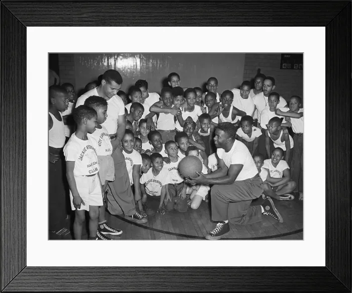 Framed Print : Dodgers Players Teaching Kids Basketball Framed Print : Dodgers Players Teaching Kids Basketball