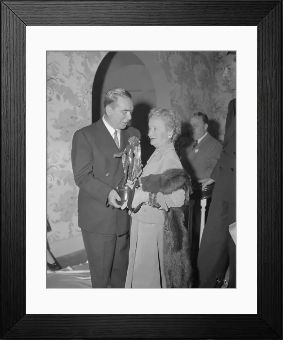 Framed Print : Hattie Carnegie Holding Award with Mayor of New York Framed Print : Hattie Carnegie Holding Award with Mayor of New York