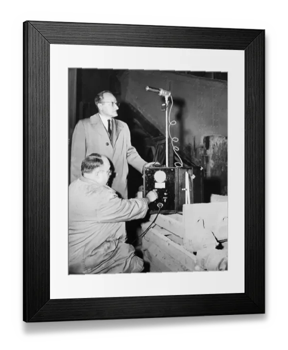Framed Print : Doctors Adjust Machine To Test For Smog Framed Print : Doctors Adjust Machine To Test For Smog