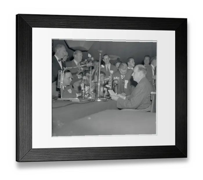 Framed Print : Herbert Brownell Jr Addressing Reporters Framed Print : Herbert Brownell Jr Addressing Reporters