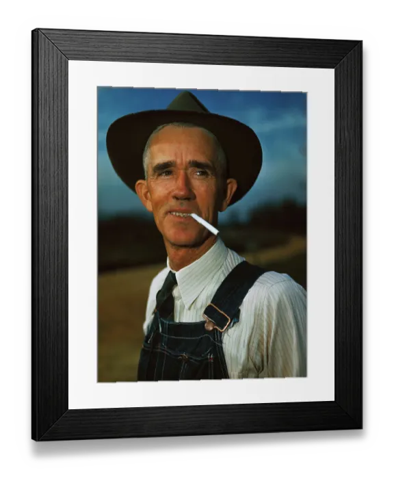 Framed Print : Portrait of a Farmer with Cigarette in His Mouth