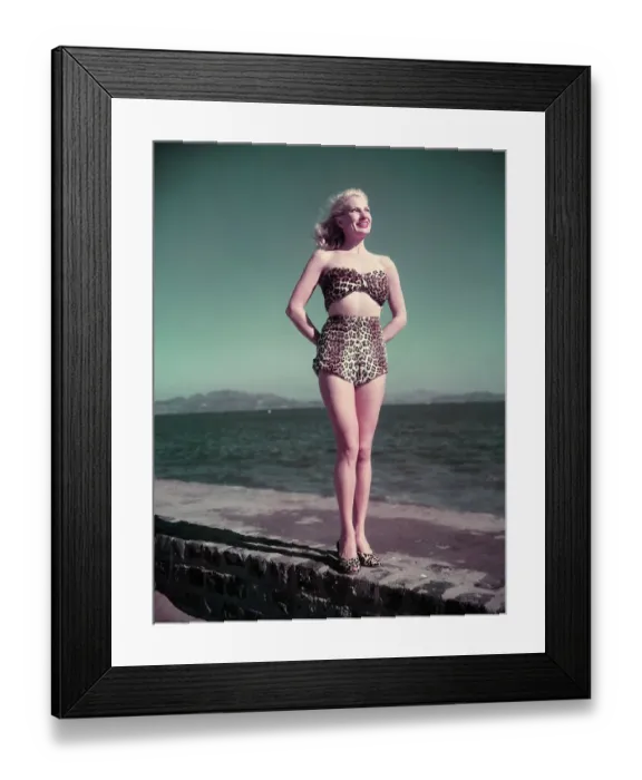 Framed Print : Chili Williams Wearing Fur Bathing Suit
