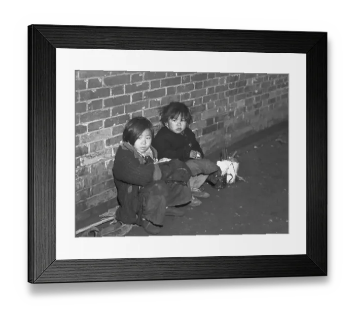 Framed Print : Children Huddled Against Wall Framed Print : Children Huddled Against Wall